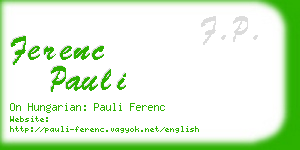 ferenc pauli business card